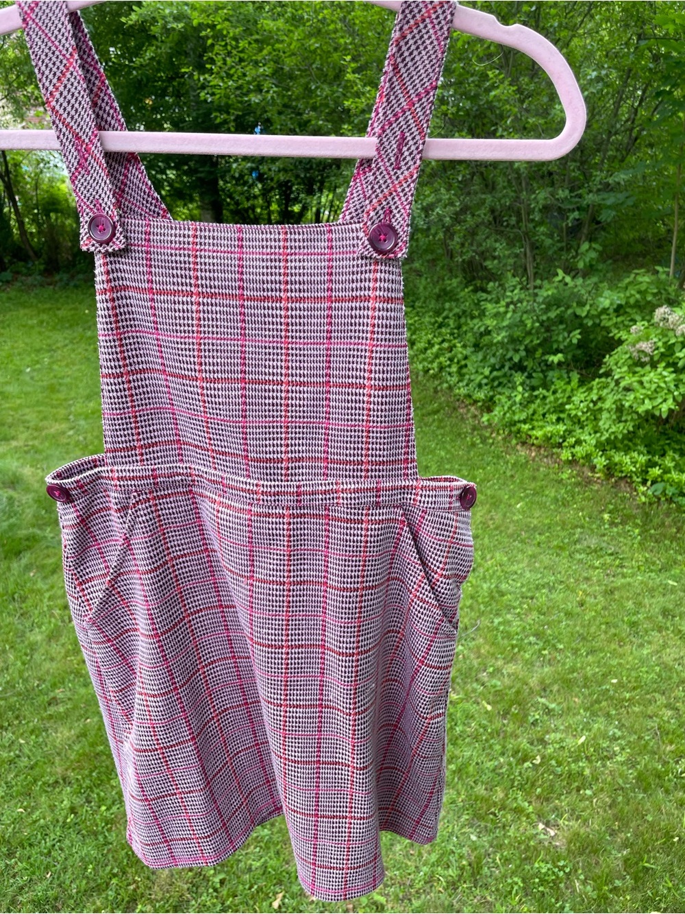 Girls Checked Pinafore Overall Dress